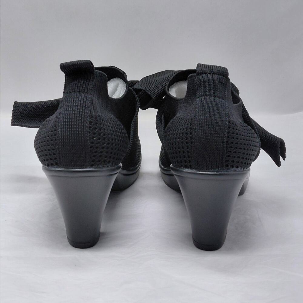 Bernie Mev Womens Comfort Shoes Size 37 Black Knit Chunky Slip On Work Booties - Picture 7 of 12